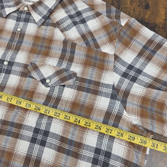 Blake Shelton Lands End Mens 3XL Flannel Shirt Pearl Snap Western Long Sleeve - Picture 5 of 7